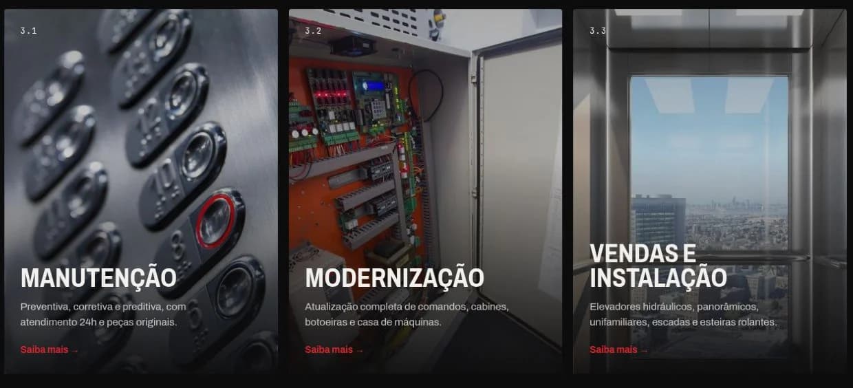 Les trois services sur le site Engeltec : entretien, modernisation et installation
